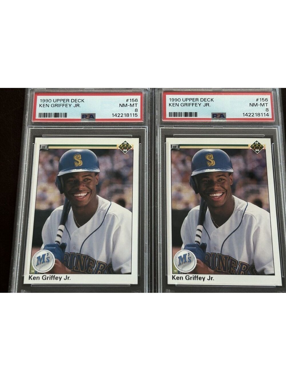 HOF Ken Griffey Jr. Vintage 1990 Upper Deck Lot of 2 PSA Graded NM-MT 8 #156